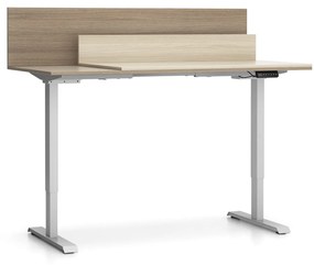 Biurko SINGLE LAYERS, przesuwny blat, z przegrodami, regulowane nogi, dąb naturalny/dąb bejcowany