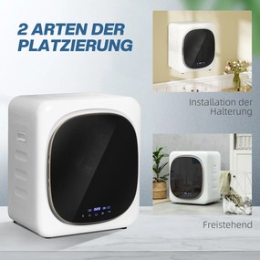 HOMCOM Suszarka z dezynfekcją UV, kompaktowa budowa, pojemność 4 kg, stal nierdzewna, Biały