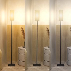 HOMCOM Lampa podłogowa, abażur w optyce lnu, metalowy słup, przełącznik nożny, Biały