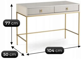 Ryflowana toaletka z szufladami kaszmir + złoty  Z1-S63