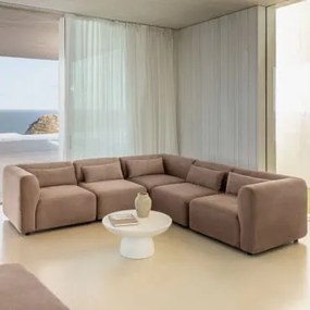 5-częściowa Modułowa Sofa Narożna Fogler Sztruksu Camel - Sklum