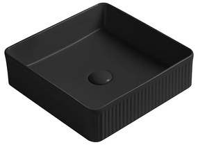 Mexen Grovo umywalka nablatowa ryflowana 37 x 37 cm, czarna mat - 22303785