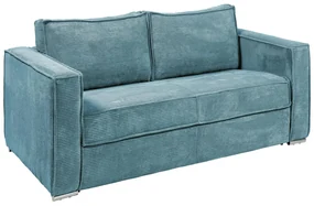 Kanapa 3-osobowa rozkładana typu express z turkusowego sztruksu - Miejsce do spania 140 cm - Materac 14 cm - LORETO