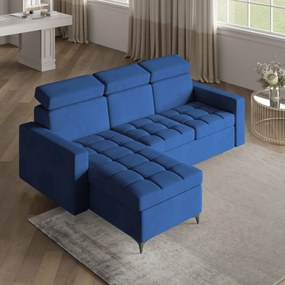 Masseno Narożnik KAME z funkcją spania i pojemnikiem na pościel Narozniki L, Rozkładana sofa - Niebieski, KRONOS 09