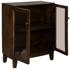 Brązowa witryna z litego drewna mango 80x100x40 cm Ravi – Ixia