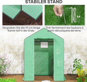 Outsunny Szklarnia z półkami, mini-szklarnia, odporna na UV, okna z siatki, drzwi na zamek błyskawiczny, 143D x 74S x 190W cm, Zielona