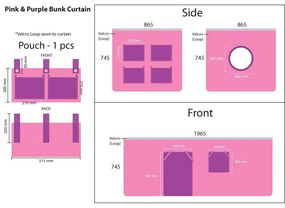 Zasłona dziecięca do łóżka 3 szt. 195x75 cm Bella – Vipack