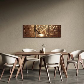 Obraz kobiety w złotym pokoju (z zegarem) (90x30 cm)