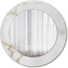 Lustro z nadrukiem okrągłe Biały złoty marmur