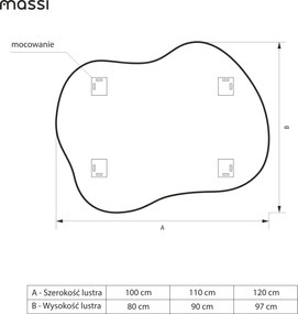 Lustro dekoracyjne o nieregularnym kształcie z podświetleniem FLOW Drift LED | Różne rozmiary | Różne kolory : Kolor tafli szkła - Srebrny, Rozmiar - 100x80