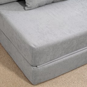 HOMCOM Sofa na podłogę, tapicerowana soffa, przekształcana w materac, pianka, poduszka, jasnoszary
