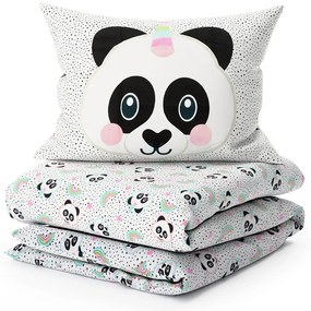 PrzytulneMieszkanie.pl PrzytulneMieszkanie.pl Dziecięca bawełniana pościel PANDA UNICORN biała Rozmiar pościeli: 60 x 70 cm | 140 x 200 cm