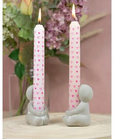 Zestaw 2 kamionkowych świeczników IDEAS 4 SEASONS, różowy