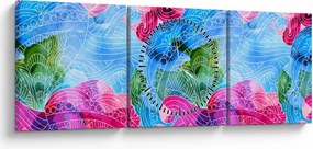 Obraz - Kolorowe fale (z zegarem) (90x30 cm)