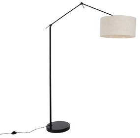 Lampa stojąca czarna z kloszem w jasnoszarym kolorze 50 cm regulowana - Editor