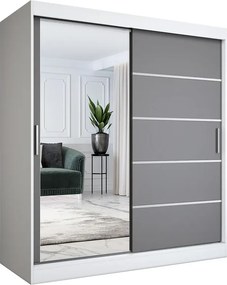 Szafa przesuwna ubraniowa 180 cm biel + antracyt G8-L27