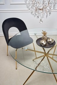 Szklany stół z okrągłym blatem na złotej podstawie Rondo