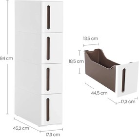 Biała szafka łazienkowa na kółkach L7-T52