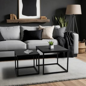 Zestaw Stolików Kawowych TEVET Czarny do Salonu Loft