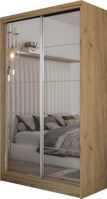 Szafa Przesuwna FIORELLA 120 cm z Lustrem Szafa Dwudrzwiowa Dąb artisan