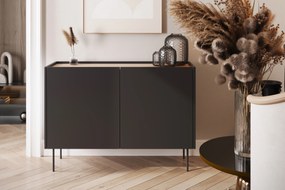 Komoda Desin 120 cm z metalowymi nogami - czarny mat / dąb nagano