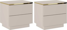 Zestaw 2 szafek nocnych z 2 szufladami - Beżowo-złote - VUKIA
