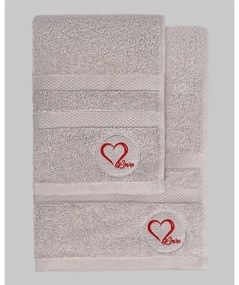 Szare bawełniane ręczniki zestaw 2 szt. frotte Love – Foutastic