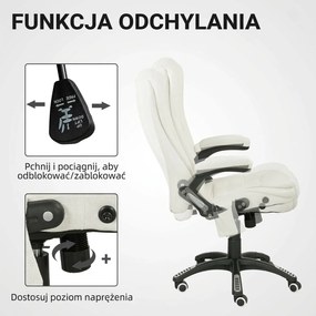 Vinsetto Ergonomiczny Fotel Biurkowy z Funkcją Masażu, 68 x 72 x 110–120 cm, Kremowy