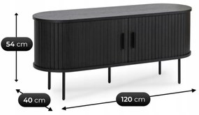 Szafka RTV do Salonu Dwudrzwiowa TRISH 120 cm Czarna Nowoczesna