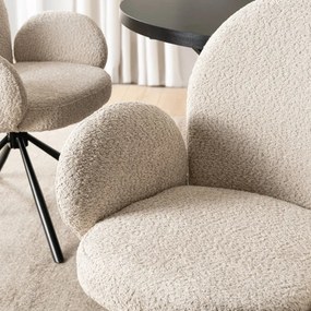 Krzesło Tapicerowane Obrotowe do Salonu MUSSO Beżowe Nowoczesne