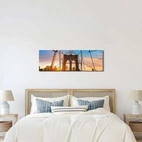 Obraz - Brooklyn Bridge, Manhattan, New York (z zegarem) (90x30 cm)