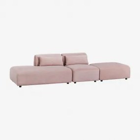 Sofa Modułowy 2-częściowy Z Lewym Szezlongiem I Pufem Fogler Sztruksu Wino Różowe - Sklum