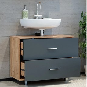 Szafka na wannę antracyt/złoty dąb 80x33x60.8 ilias