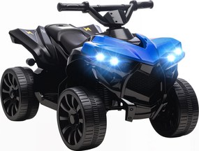 AIYAPLAY Elektryczny quad dla dzieci ATV z akumulatorem 6V do ładowania, LED-światłami i muzyką, wiek 3-8 lat, niebieski | Aosom PL