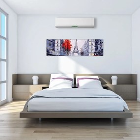 Obraz ulicy w Paryżu, obraz olejny (170x50 cm)
