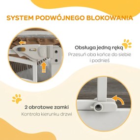 PawHut Bramka schodowa dla psów, z automatycznym zamykaniem, jednoręczne otwieranie, 100 cm x 4 cm x 76 cm, Biały