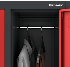 Szafa socjalna ubraniowa BHP 10-drzwiowa antracytowo-czerwona: BARTEK, 1360 x 1720 x 450 mm