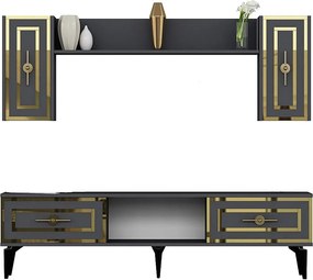 Stojak pod telewizor – 150 cm x 44,6 cm x 29,6 cm – Antracyt – Płyta wiórowa pokryta melaminą