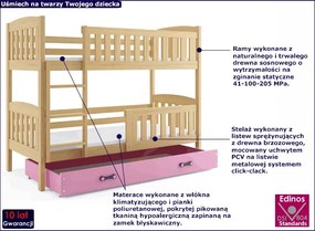 Drewniane Łóżko Piętrowe Dla Dzieci Z Szufladą 80X190 Celinda 2X Dąb Sonoma