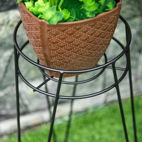 Stojaki na kwiaty Outsunny zestaw 3 metalowych stojaków na rośliny kwietniki uchwyt na doniczkę podstawka pod doniczkę Ø16 cm kolor czarny