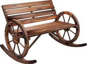 Outsunny Rustykalna Huśtawka Ogrodowa z Drewna - Wypalana, 105x88x74cm - Relaks na Świeżym Powietrzu