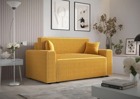 Musztardowa rozkładana sofa tapicerowana C8-H29