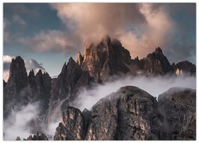 Obraz na szkle - Włoskie Dolomity ukryte we mgle (70x50 cm)