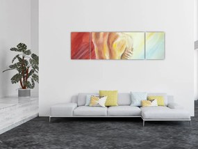 Obraz odpoczywającej kobiety, obraz olejny (170x50 cm)