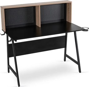 Biurko Gamingowe z Uchwytami Dla Gracza ICE 138,5 cm Czarne/Dąb Sonoma Nowoczesne Loft