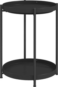HOMCOM Okrągły stolik pomocniczy z półkami, 2-poziomowy stolik kawowy do salonu, sypialni, małych przestrzeni, metal, czarny