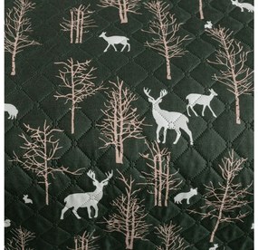 Narzuta na łóżko ze wzorem OAK DEER, ciemnozielony Rozmiar: 170 x 210 cm