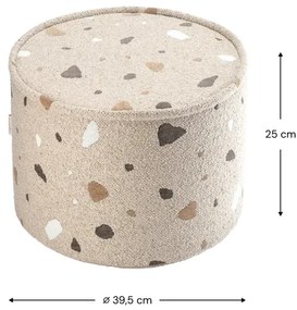 Jasnobrązowy puf dziecięcy z materiału bouclé/z tkaniny szenilowej Terrazzo – Wigiwama