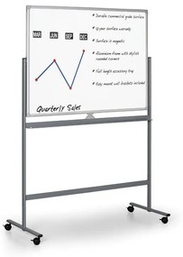 Mobilna dwustronna biała tablica do pisania, magnetyczna, 1200 x 900 mm