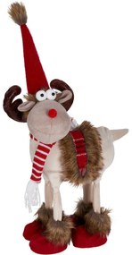 Dekoracja świąteczna Renifer z czerwono-białym szalikiem, 23 x 15 x 37 cm